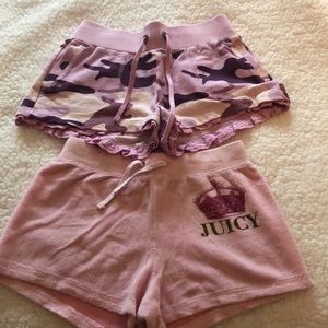 2 pairs of juicy couture girls kids shorts size 8